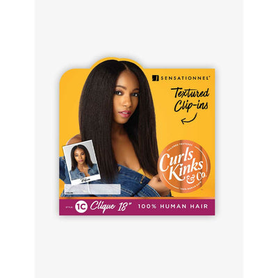 Sensationnel Textured Clip-Ins 100% Human Hair 1C Clique 18" (9 Pcs)