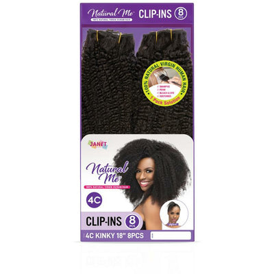 Janet Collection 100% Natural Virgin Human Hair Clip-In - 4C Kinky 14" 8 Pcs