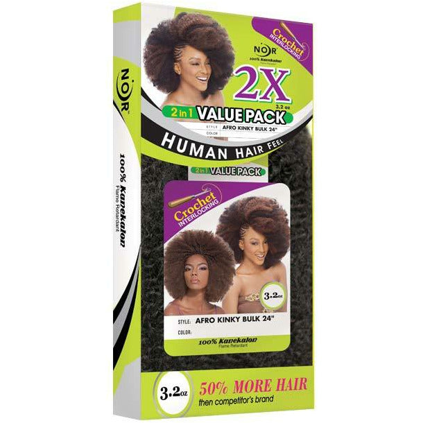 Janet Collection 2X Afro Kinky Bulk Crochet Braid 24"