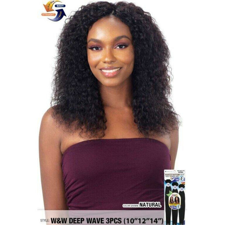 Naked Nature 100% Brazilian Virgin Remy Hair Wet & Wavy - 3 Pcs Deep Wave 10" 12" 14"