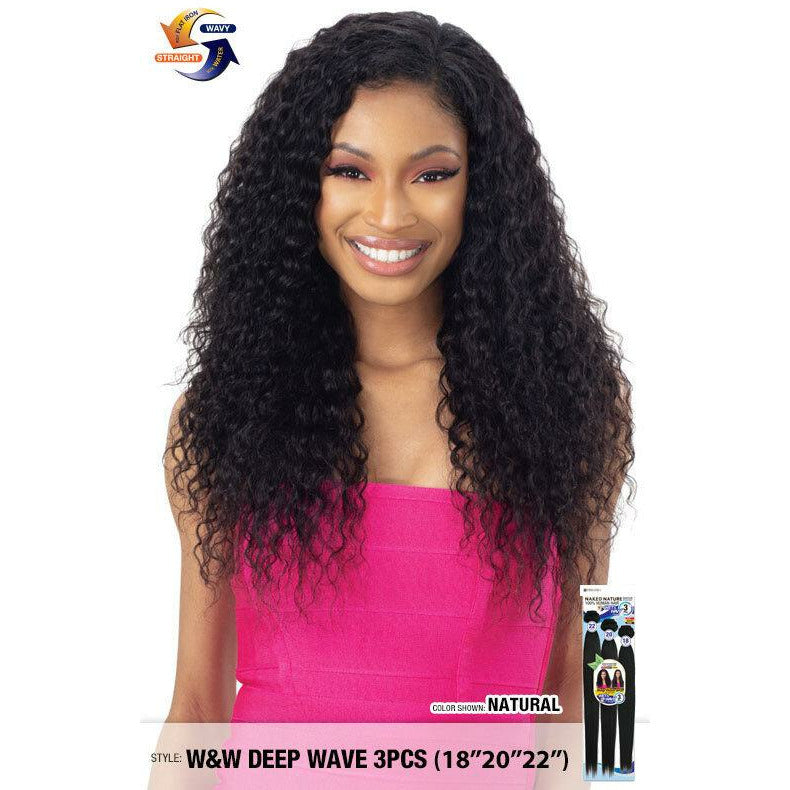 Naked Nature 100% Brazilian Virgin Remy Hair Wet & Wavy - 3 Pcs Deep Wave 18" 20" 22"