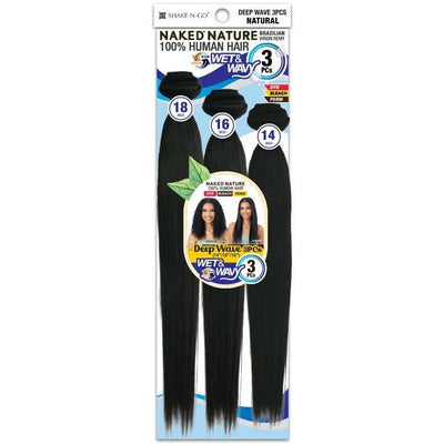 Naked Nature 100% Brazilian Virgin Remy Hair Wet & Wavy - 3 Pcs Deep Wave 14" 16" 18"