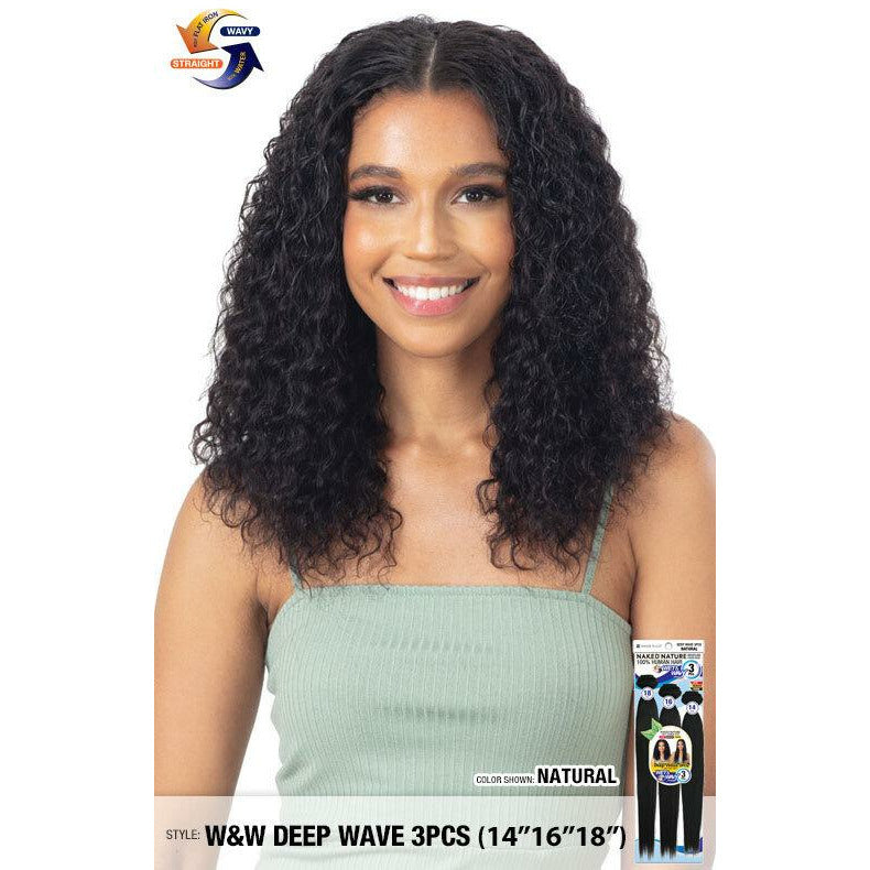 Naked Nature 100% Brazilian Virgin Remy Hair Wet & Wavy - 3 Pcs Deep Wave 14" 16" 18"