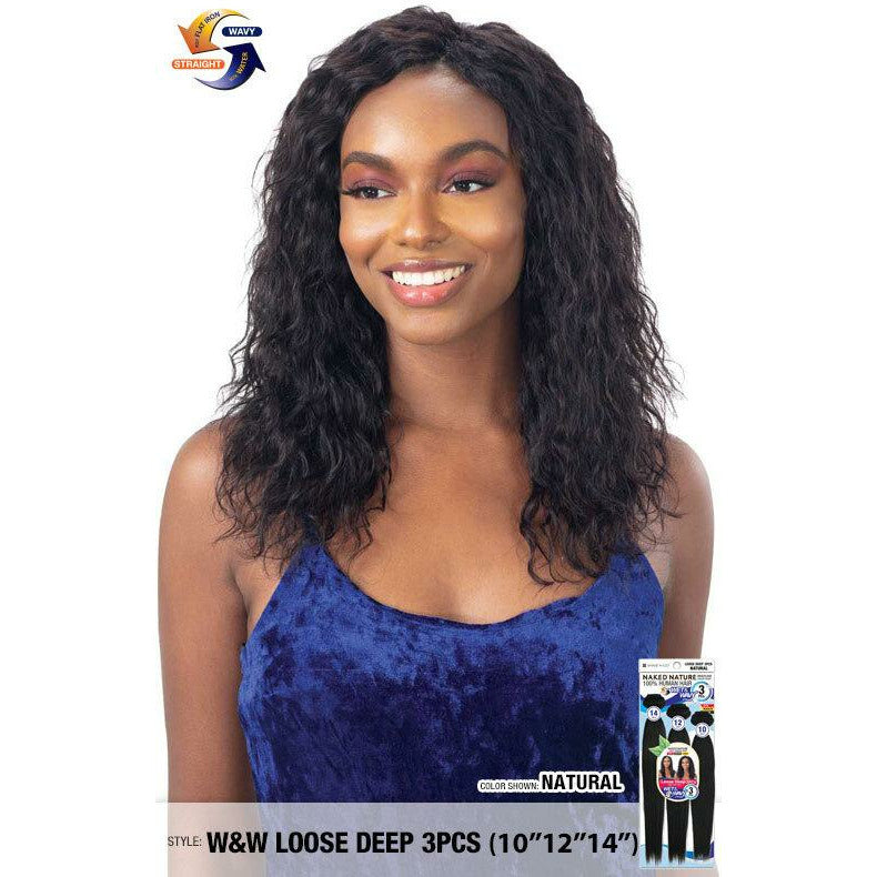Naked Nature 100% Brazilian Virgin Remy Hair Wet & Wavy - 3 Pcs Loose Deep 10" 12" 14"