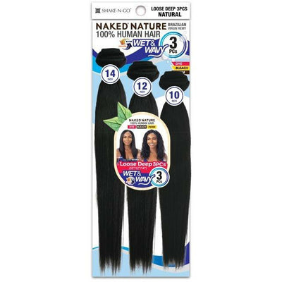 Naked Nature 100% Brazilian Virgin Remy Hair Wet & Wavy - 3 Pcs Loose Deep 10" 12" 14"