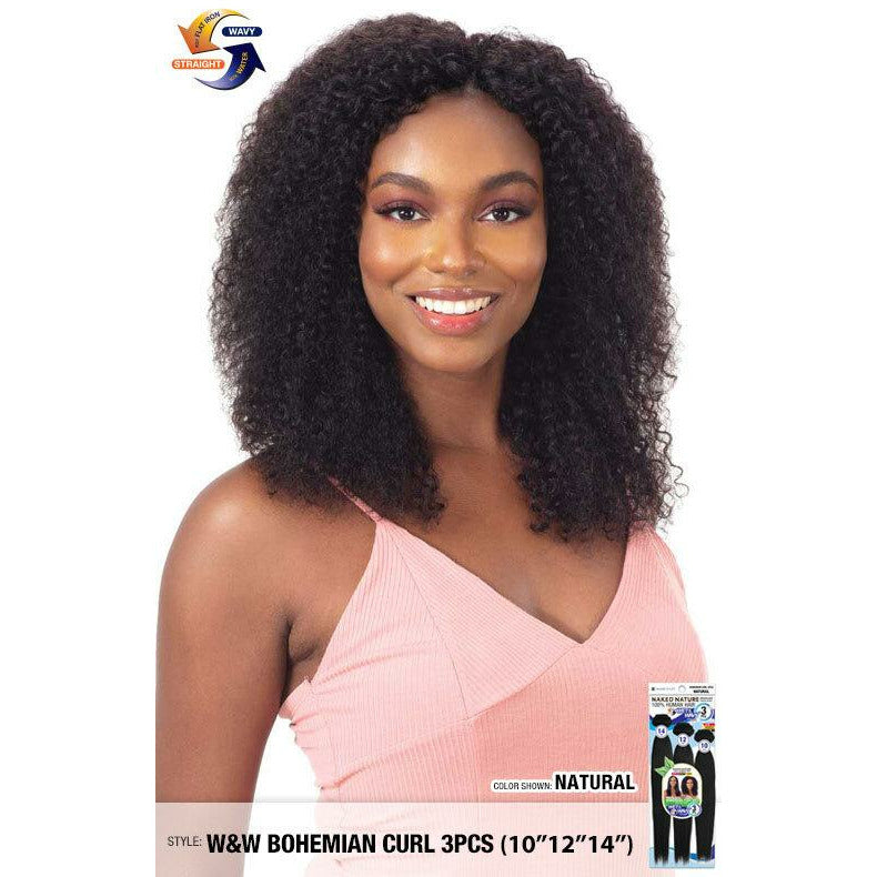 Naked Nature 100% Brazilian Virgin Remy Hair Wet & Wavy - 3 Pcs Bohemian Curl 10" 12" 14"