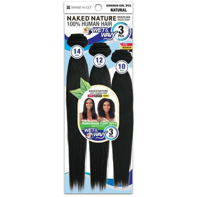 Naked Nature 100% Brazilian Virgin Remy Hair Wet & Wavy - 3 Pcs Bohemian Curl 10" 12" 14"