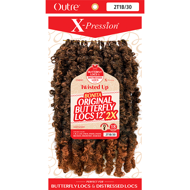 Outre X-Pression Twisted Up 2X Crochet Braid Bonita Original Butterfly Locs 12"