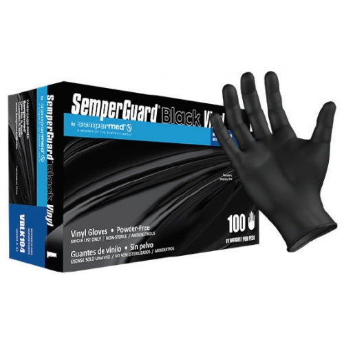 Semper Guard Black Vinyl Gloves, Size L (100 Pcs)