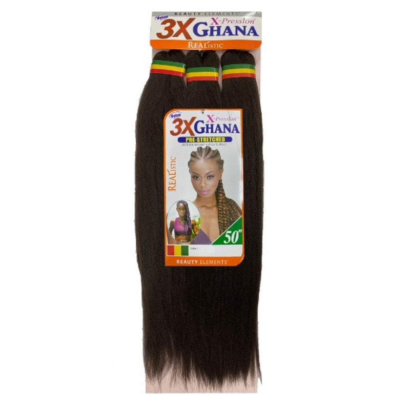 Realistic X-Pression 3X Ghana Pre-Stretched Braiding Hair (Qty. 50)